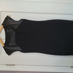 Classic LBD with leather shoulder accents. Size 4